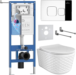 Унитаз Roxen Vine Tornado в комплекте с инсталляцией StounFix Dual Fresh 6 в 1 979016 (кнопка: хром глянцевый)