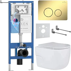 Унитаз Roxen Porto в комплекте с инсталляцией StounFix Dual Fresh 6 в 1 868573 (кнопка: сатин матовая)