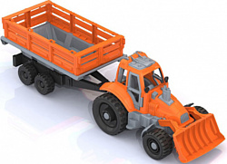 Нордпласт Трактор с грейдером и прицепом 397 (оранжевый)