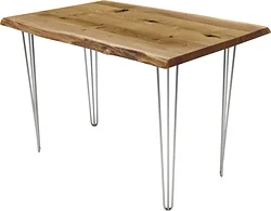 Кухонный стол Buro7 Грасхопер 120 (с обзолом и сучками, дуб натуральный/серебро)