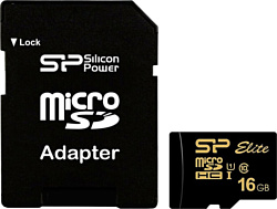 Silicon Power Elite Gold microSDHC SP016GBSTHBU1V1GSP 16GB (с адаптером)