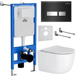 Унитаз Roxen Vortex Tornado в комплекте с инсталляцией StounFix Slim 6 в 1 964615 (кнопка: черное стекло)