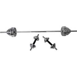 Pro fitness Chrome Barbell & Dumbbell Set - 50kg