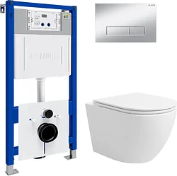 Унитаз Lauter Vortex 2110830 с кнопкой 219703HD (узкая, сатин) Унитаз Lauter Vortex 2110830 с кнопкой 219703HD (узкая, сатин)