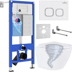 Унитаз Roxen Antares Tornado в комплекте с инсталляцией StounFix Dual Fresh 6 в 1 968358 (кнопка: белый глянцевый) Унитаз Roxen Antares Tornado в комплекте с инсталляцией StounFix Dual Fresh 6 в 1 968358 (кнопка: белый глянцевый)