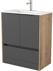 Тумба под умывальник Дабер 017 70 Т17.7.0.22Ч (дуб галифакс/серый/ручка черная)