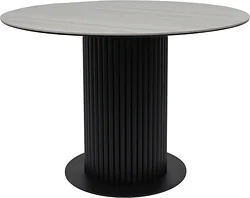 Кухонный стол Аврора Раунд D1100 (камень белый Elyt pulido/черный матовый)
