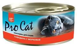Pro Cat Для кошек говядина с морковью консервы (0.1 кг) 1 шт.