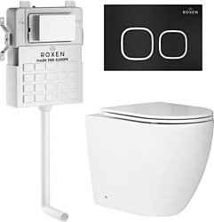 Унитаз Roxen Antares в комплекте с инсталляцией Attach 5 в 1 966934 (кнопка: черный матовый, с хромированной окантовкой)