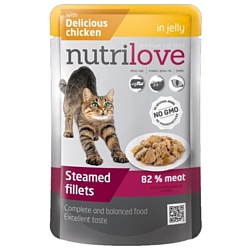 Nutrilove (0.085 кг) 1 шт. Cats - Steamed fillets with delicious chicken in jelly