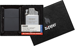 Zippo 218 Black Matte 218-090204 (с дополнительным газовым блоком)