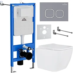 Унитаз Roxen Cube в комплекте с инсталляцией StounFix Slim 6 в 1 966383 (кнопка: серый бетон)