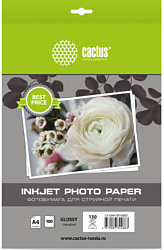 Фотобумага CACTUS Глянцевая A4 130 г/м2 100 листов CS-GA4130100ED