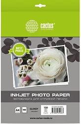 Фотобумага CACTUS Глянцевая A4 130 г/м2 100 листов CS-GA4130100ED