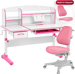 Anatomica Uniqa + надстройка + подставка для книг с розовым креслом Armata (белый/розовый)