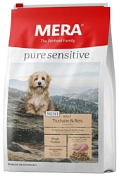 Mera (1 кг) Pure Sensitive Mini с индейкой и рисом для взрослых собак