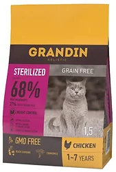 Корм для кошек Grandin Sterilized с курицей для стерилизованных кошек и кастрированных котов в возрасте от 1 года до 7 лет (1.5 кг)