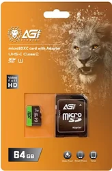 Карта памяти AGI TF138 microSDHC AGI064GU1TF138 64GB (с адаптером) Карта памяти AGI TF138 microSDHC AGI064GU1TF138 64GB (с адаптером)