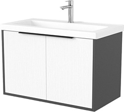 Тумба под умывальник Дабер 018 Тобага/Эридан 80 Т18.8Т.0.20Ч (белый древесный/серый/ручка черная)