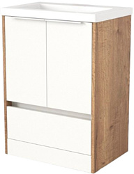 Тумба под умывальник Дабер 017 Тобага/Эридан/Артвин 60 Т17.6Т.0.21Б (дуб галифакс/белый/ручка белая)