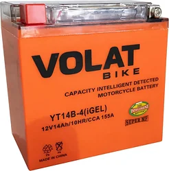 Аккумулятор для мотоцикла VOLAT YT14B-4(iGEL) L+ (14Ah)