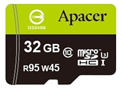 Apacer microSDHC Class 10 UHS-I U3 (R95 W45 MB/s) 32GB + SD adapter