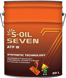 Трансмиссионное масло S-OIL SEVEN ATF III 20л