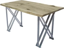 Кухонный стол Buro7 Призма 150 (с обзолом и сучками, дуб беленый/серебро)