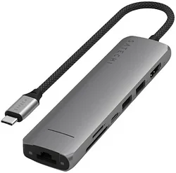 Док-станция Satechi 7-in-1 USB-C Slim Multiport Adapter with Ethernet ST-P7SM (серый) Док-станция Satechi 7-in-1 USB-C Slim Multiport Adapter with Ethernet ST-P7SM (серый)