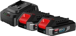 Аккумулятор с зарядным устройством Deli EDE-CM20A2E (20В/2x2 Ah + 20В) Аккумулятор с зарядным устройством Deli EDE-CM20A2E (20В/2x2 Ah + 20В)