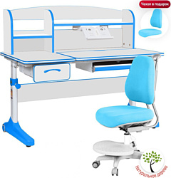 Anatomica Uniqa + надстройка + подставка для книг с голубым креслом Ragenta (белый/голубой)