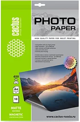 Бумага с магнитным слоем CACTUS матовая A4 650г/м2 10 л CS-MMA465010