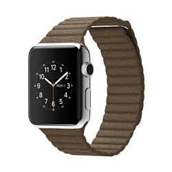 Apple Watch 42mm Stainless Steel with Light Brown Leather Loop (MJ402)