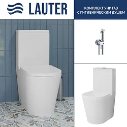 Унитаз Lauter W76 P-TRAP 21122761 + гигиенический душ Jet 21TZ231CH (горизонтальный выпуск)