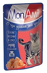 MonAmi Кусочки в соусе для кошек Говядина (0.1 кг) 1 шт.