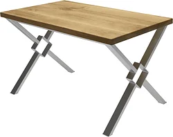 Кухонный стол Buro7 Икс-ромб 150 (классика, дуб натуральный/серебро)