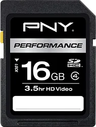 Карта памяти PNY SDHC Performance (Class 4) 16GB (P-SDHC16G4H-GE)