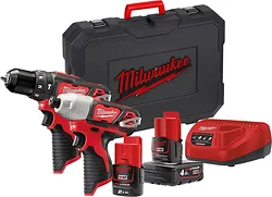 Дрель-шуруповерт Milwaukee M12 M12BPP2B-421C 4933443497 (шуруповерт, винтоверт, 2 АКБ, кейс)