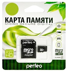 Perfeo microSDHC Class 10 32GB + адаптер [PF32GMCSH10A]