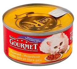 Gourmet Кусочки в соусе с Курицей и индейкой (0.195 кг) 24 шт.