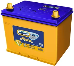 Автомобильный аккумулятор AKOM Asia+EFB 75e (75Ah) Автомобильный аккумулятор AKOM Asia+EFB 75e (75Ah)