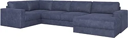 П-образный Rivalli Дискавери + оттоманка правая + угловая секция + кресло секц. (Tango Blue)