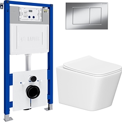 Унитаз Lauter Square 214903 с кнопкой 219701J (прямоугольная, хром)