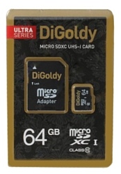 Digoldy microSDXC Class 10 UHS-I 64GB + SD adapter