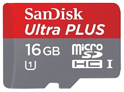 SanDisk Ultra PLUS microSDHC Class 10 UHS Class 1 80MB/s 16GB + SD adapter