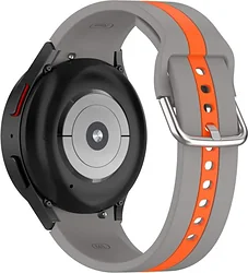 Ремешок Rumi Sport Line силиконовый для Samsung Galaxy Watch4/5 (20 мм, серый/оранжевый)