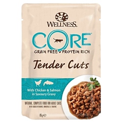 Wellness (0.085 кг) 1 шт. Cat CORE Tender Cuts Chicken & Salmon in Savoury Gravy