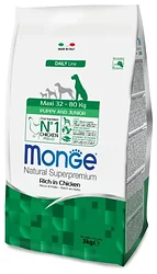 Monge (3 кг) Dog Maxi Puppy&Junior – Курица с рисом. Для щенков и юниоров крупных пород