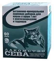 Сева СЕВАвит для кошек старше 7 лет с олигосахаридами и таурином