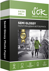 S'OK Semi Glossy Photo Paper A4 240 г/м2 20 листов SA4240020SG